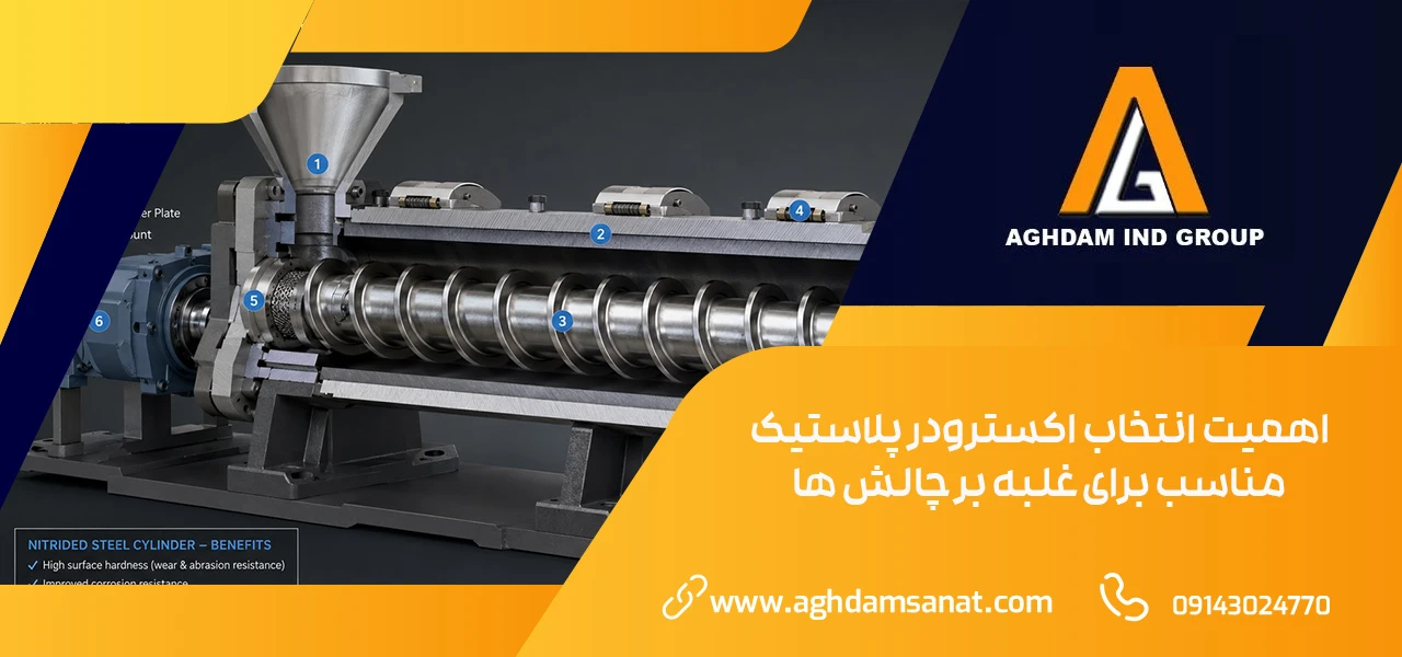 اکسترودر چیست؟ راهنمای جامع و صفر تا صد دستگاه اکستروژن 2 اهمیت انتخاب اکسترودر پلاستیک مناسب برای غلبه بر چالش ها